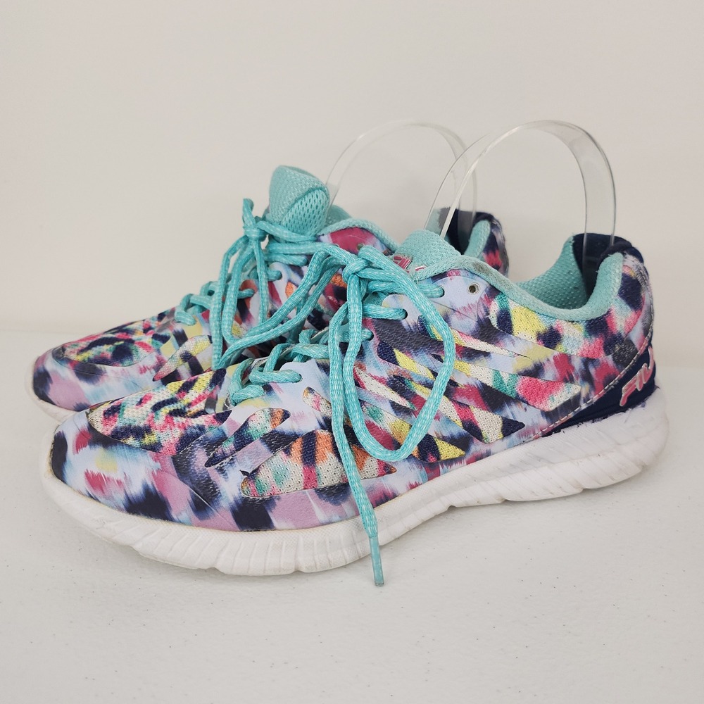 Fila Neon Leopard Running Sneakers Womens 8 Purple Pink Dopamine Dressing Rave